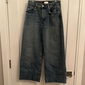 H&M Wide Leg Cropped Blue Jeans